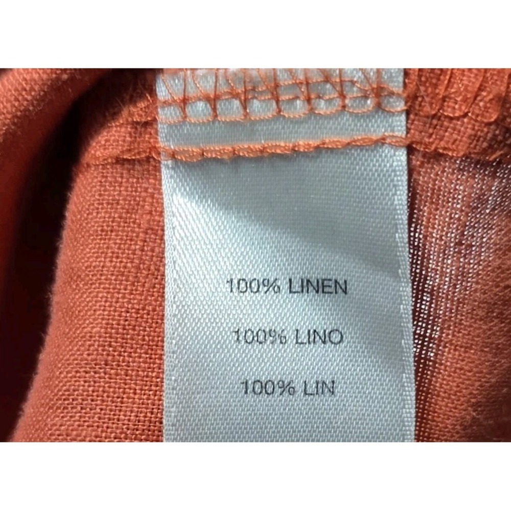 Chicos No Iron 100% Linen Button Down Shirt Nectarine 3/4 Sleeve Size 3xl 16-18 View 4